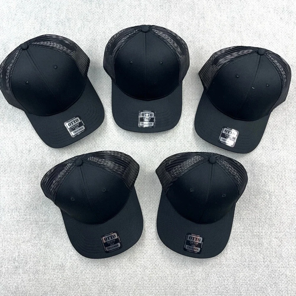 Otto Blank Trucker Hat Lot Cap Snapback Black Mesh Back Retro Deadstock NEW BE6